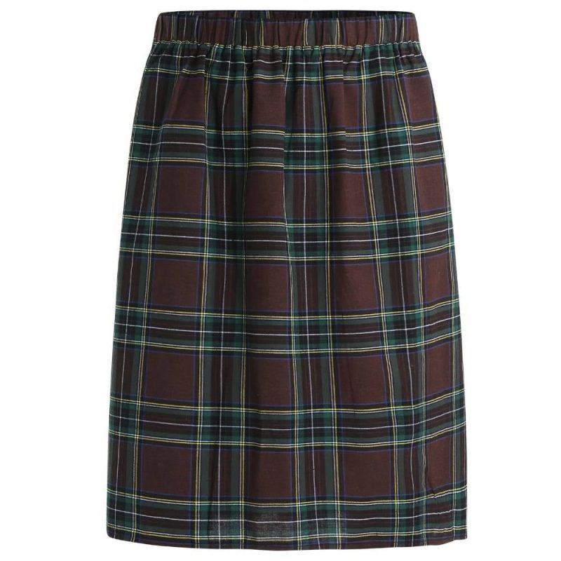 Kilt écossais punk marron et vert à motif tartan avec taille élastique