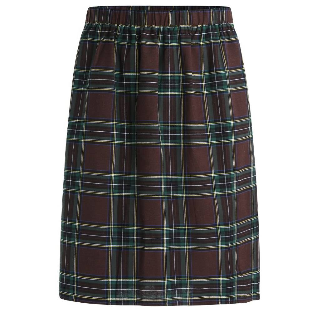 Kilt écossais punk marron et vert à motif tartan avec taille élastique